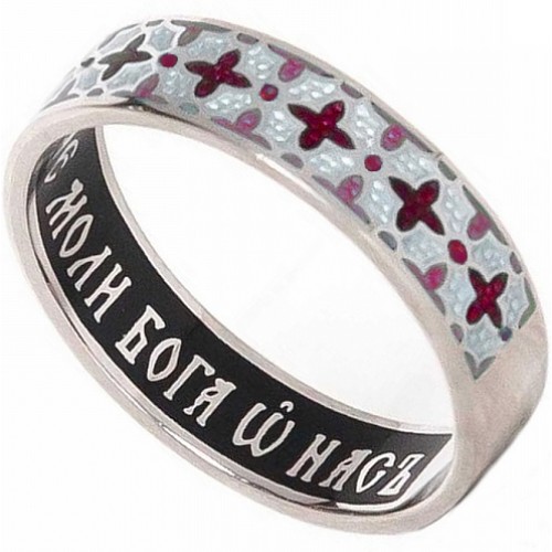 Православное кольцо с эмалью 10134