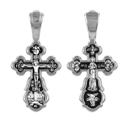 Женский крестик серебряный на обороте икона Валаамская 15800