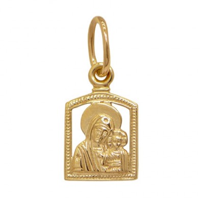 Золотая иконка нательная Богородица Казанская 15804