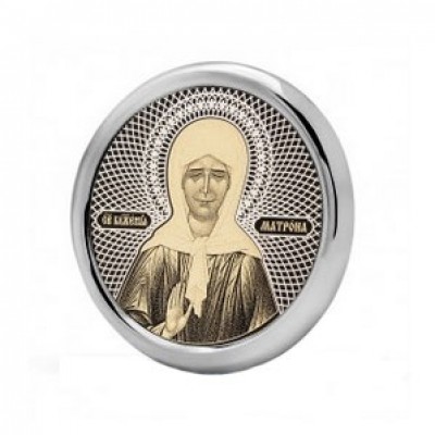 Икона в машину Матрона Московская серебро обсидиан 15968