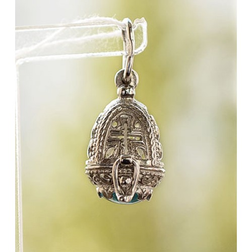 Серебряная ладанка на шею подвеска голубой камень 16214