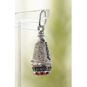 Ладанка на шею серебряная с иконой Николай Чудотворец и красным камнем, арт. 16221