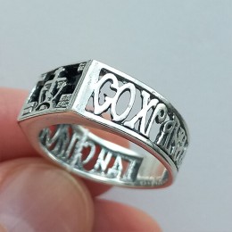 Мужское кольцо православное с ониксом 19021