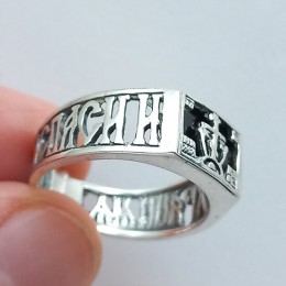 Мужское кольцо православное с ониксом 19021