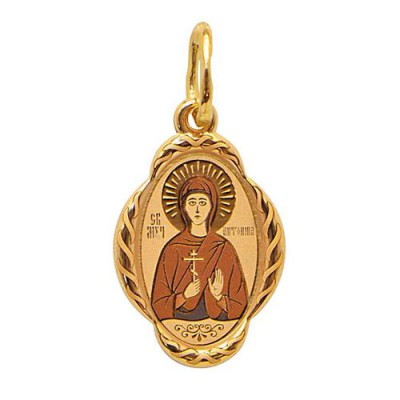 Золотая подвеска икона святая Антонина 32540