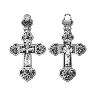 Красивый нательный крестик православный из серебра 925 пробы 44210
