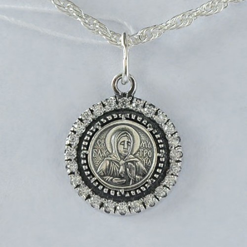 Нательная икона из серебра Матрона фианиты 45211