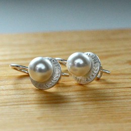 Серебряные серьги с жемчугом и молитвой 51023