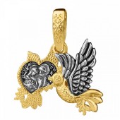 Позолоченная подвеска Петр и Феврония форма Голубь желтая позолота, арт. 333714
