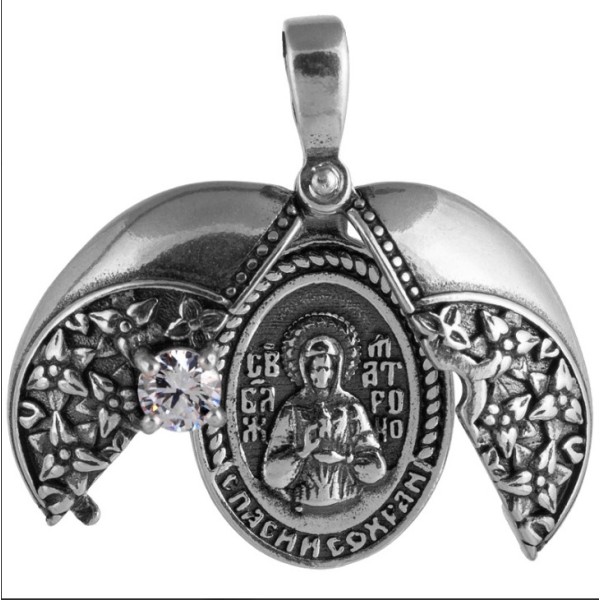 Медальон православный складной (размер овала 20х15 мм) с иконой Матроны Московской, арт. 25012