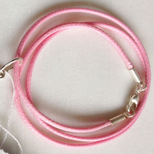 Шнурок на шею хлопковый вощеный розовый 15000