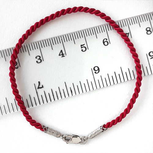 Ювелирный шнурок на руку красный браслет с серебряной застежкой ICXC 18443