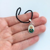 Шнурок на шею черный шелковый 60 см