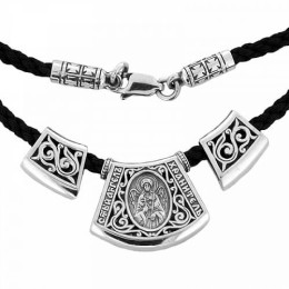 Православное украшение из серебра на шнурке с серебряной застежкой