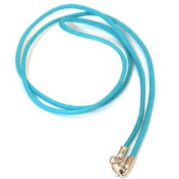 Шнурок на шею для крестика бирюзовый серебряный замок 44959