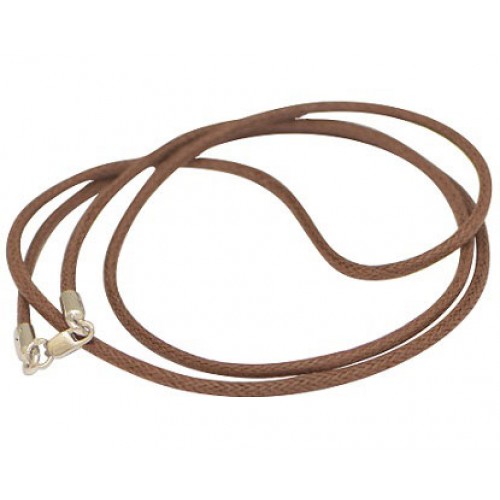 Шнурок на шею для крестика с серебряной застежкой коричневый 46750