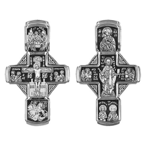 Крест нательный серебряный Николай Чудотворец 16755