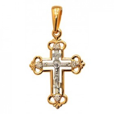 Крест нательный золотой с бриллиантами 16807