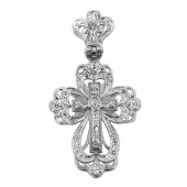 Женский крестик серебряный с фианитами 25733