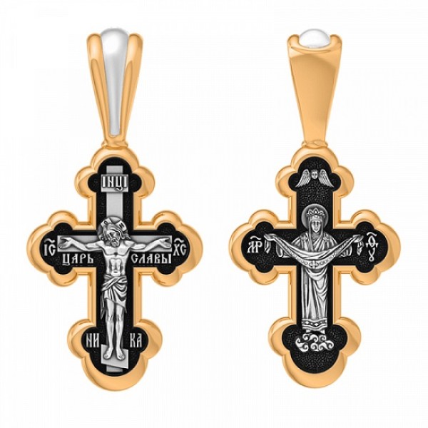 Серебряный крестик с позолотой 294767