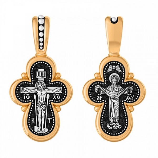 Серебряный крестик с позолотой 294768