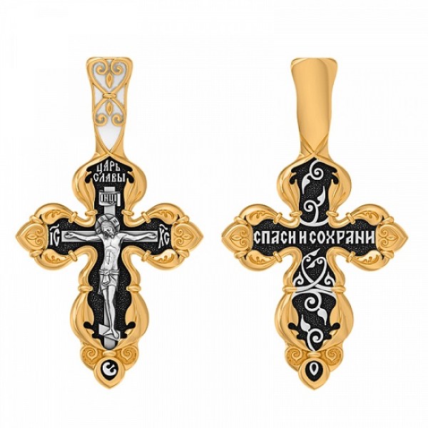 Серебряный крестик с позолотой 294775