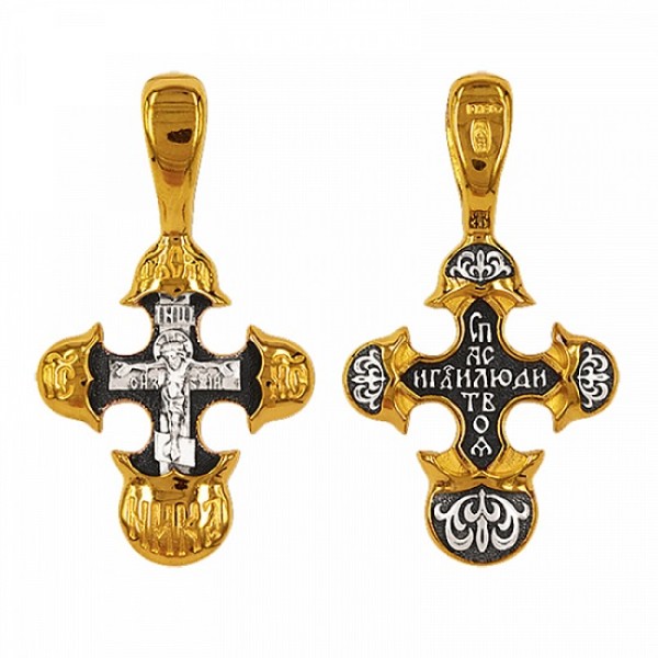 Серебряный крестик с позолотой 294801