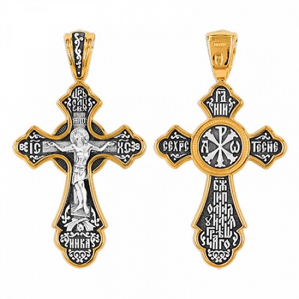 Серебряный крест с позолотой Хризма 294807