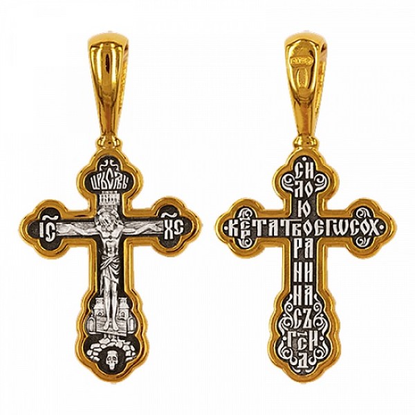 Серебряный крест с позолотой 294822