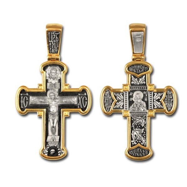 Серебряный крест с позолотой Феодоровская Божия Матерь 294846