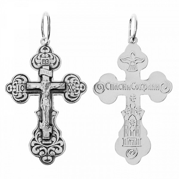 Крестик серебряный православный для постоянного ношения 34015