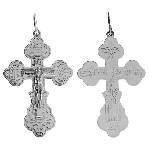 Крестик серебряный православный для постоянного ношения 34015