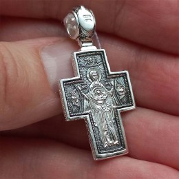 Серебряный крестик Оранта Божия Матерь прямой 344234