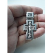 Большой серебряный крестик мужской Богородица Неупиваемая чаша, арт. 45254