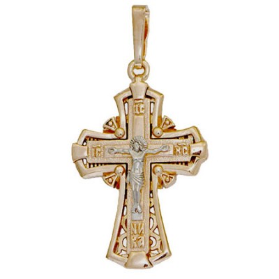 Серебряный крестик позолоченный мужской женский 49045