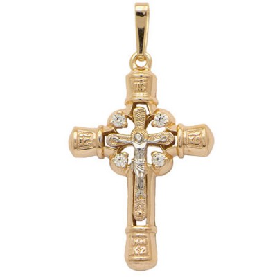 Серебряный крест женский позолоченный 49052
