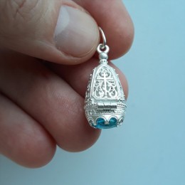 Серебряная ладанка икона Казанская голубой фианит 12094