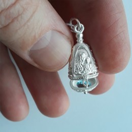 Серебряная ладанка икона Казанская голубой фианит 12094