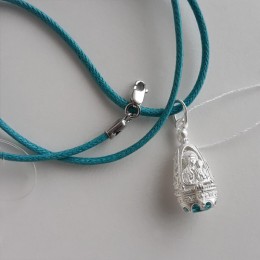 Серебряная ладанка икона Казанская голубой фианит 12094