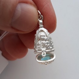 Серебряная ладанка икона Казанская голубой фианит 12094