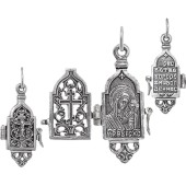 Серебряный складень Казанская Божья Матерь