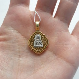 Медальон православный Владимирская Божья Матерь мощевик с позолотой 17204