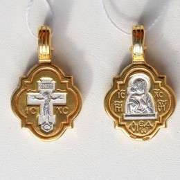 Медальон православный Владимирская Божья Матерь мощевик с позолотой 17204