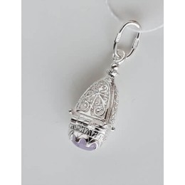 Серебряная ладанка на шею Матрона с нежно сиреневым фианитом 17407