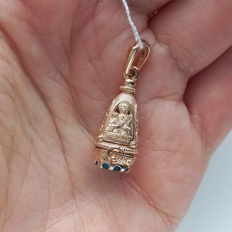 Золотая ладанка Богородица Семистрельная с голубым камнем 19111