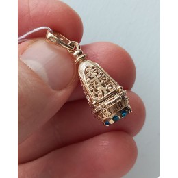 Золотая ладанка Богородица Семистрельная с голубым камнем 19111