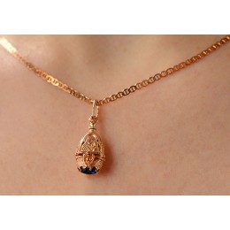 Ладанка Богородицы Казанская с позолотой синий камень 16376