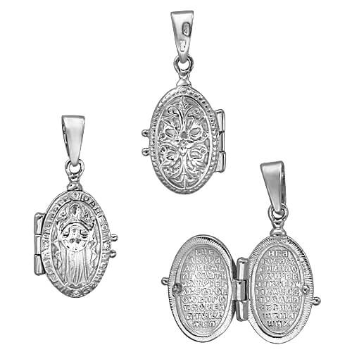 Медальон серебряный мощевик Богородица 18757