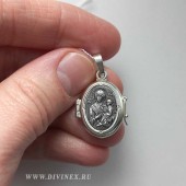 Серебряный медальон нательный мощевик Тихвинская, арт. 295661