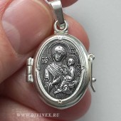 Серебряный медальон нательный мощевик Тихвинская, арт. 295661